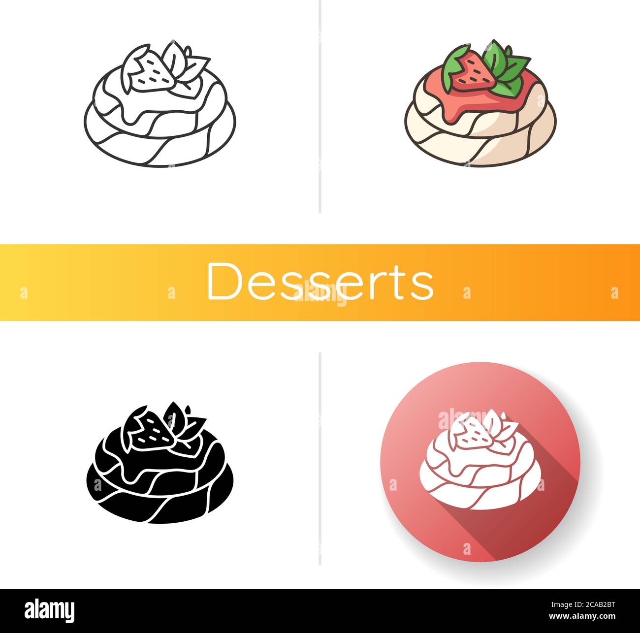 Pavlova icon. Meringue based dessert with strawberries and whipped