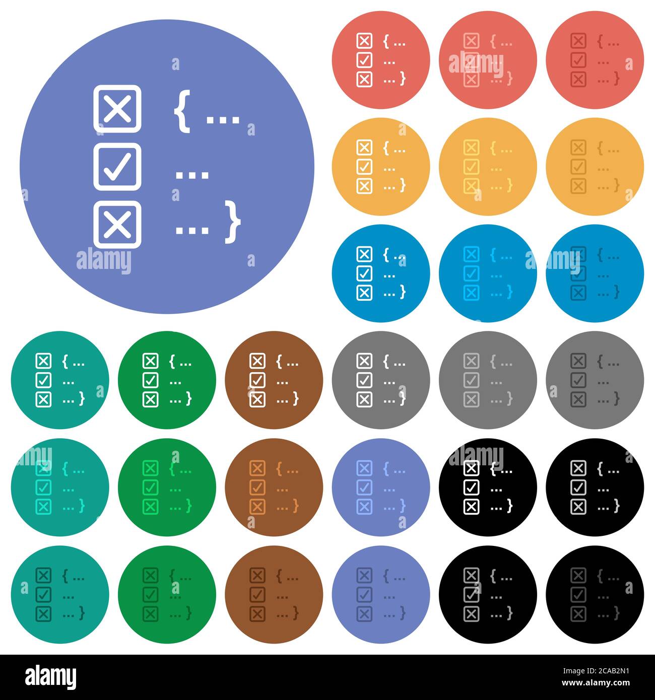 Source code checking multi colored flat icons on round backgrounds ...