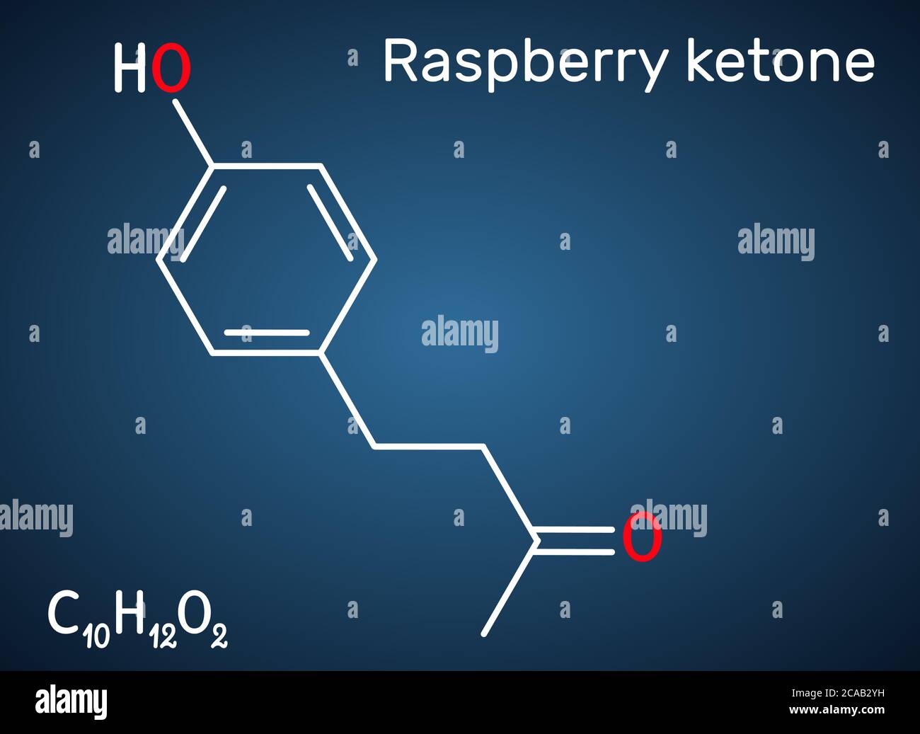 Raspberry ketone, frambinone, rheosmin , C10H12O2 molecule. It is