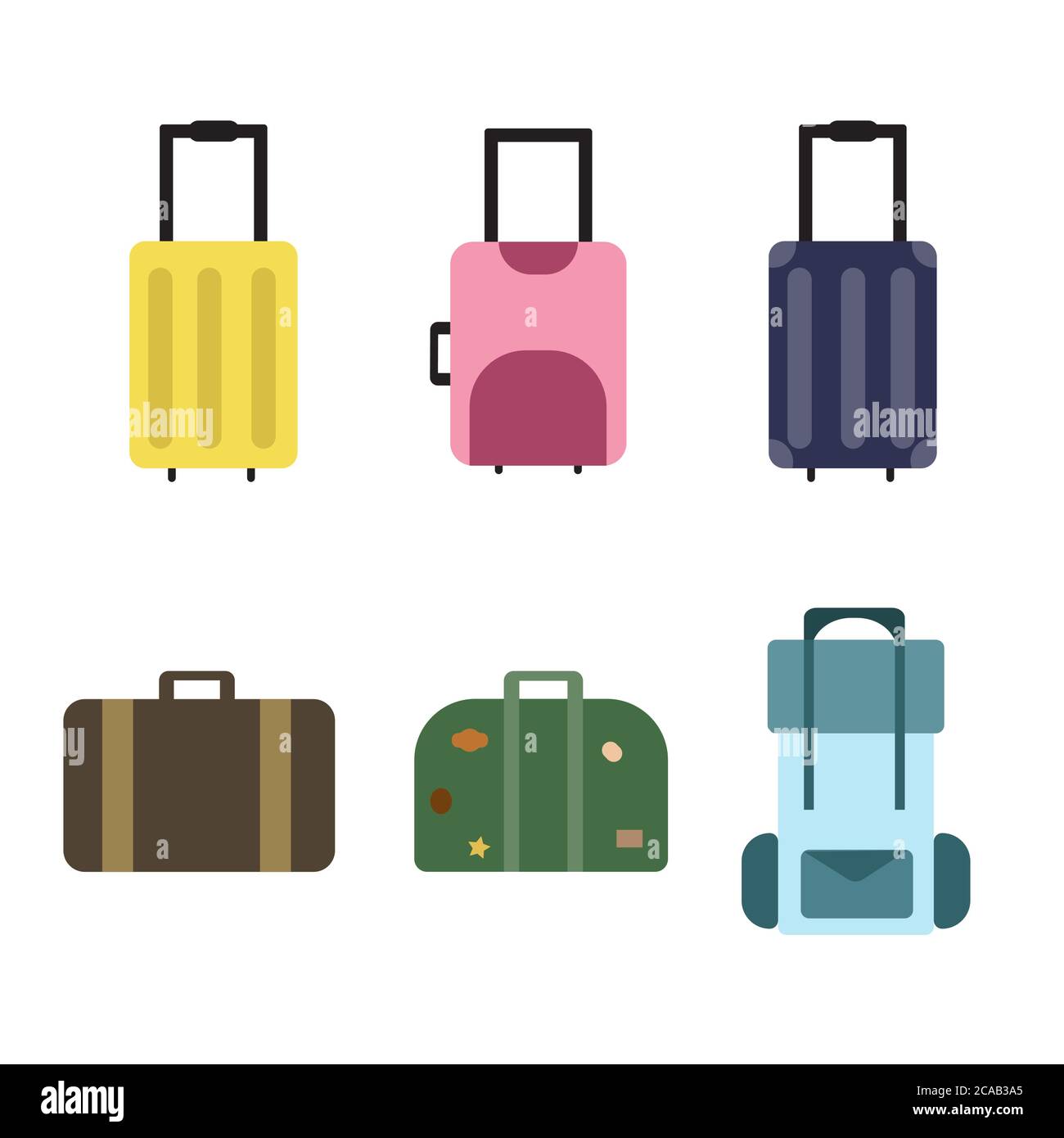 Luggage set. Suitcases and bags icons vector collection Stock Vector