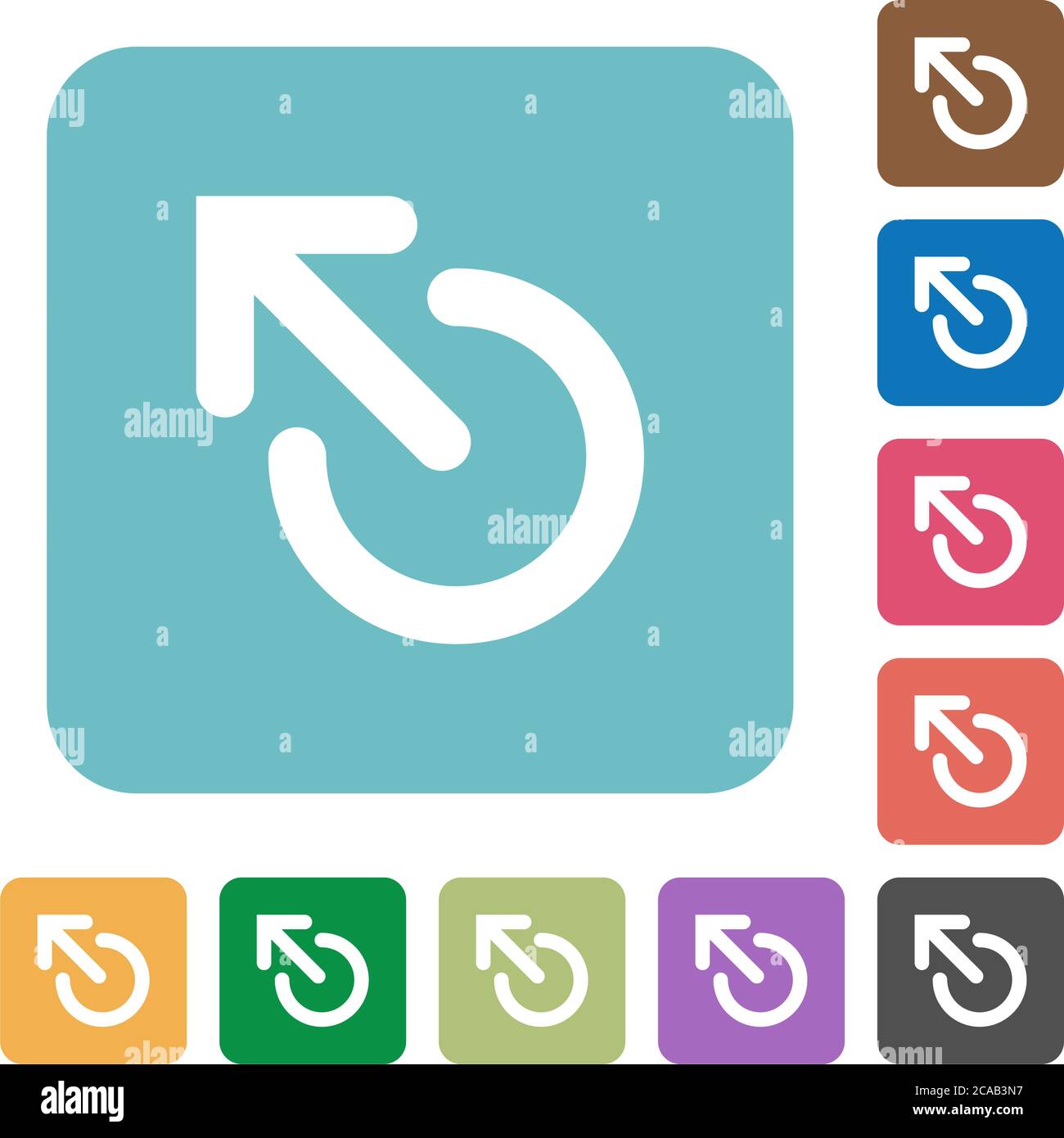 Media eject white flat icons on color rounded square backgrounds Stock Vector