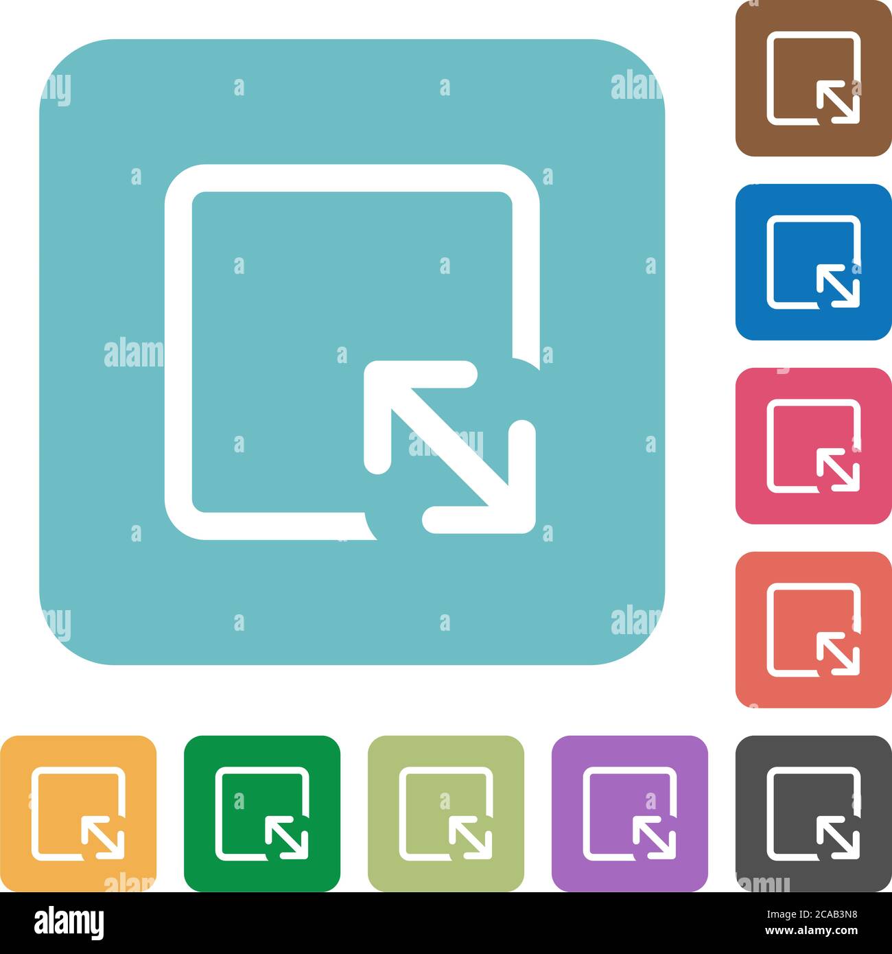 Resize object white flat icons on color rounded square backgrounds Stock Vector