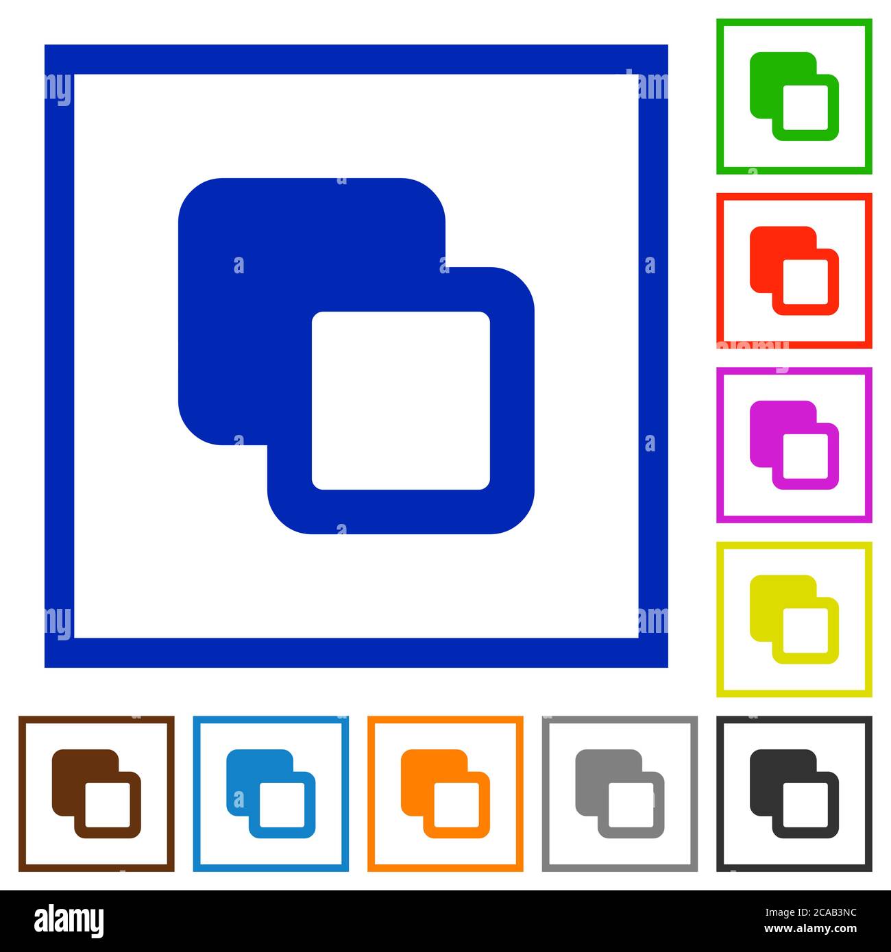 Subtract shapes flat color icons in square frames on white background ...