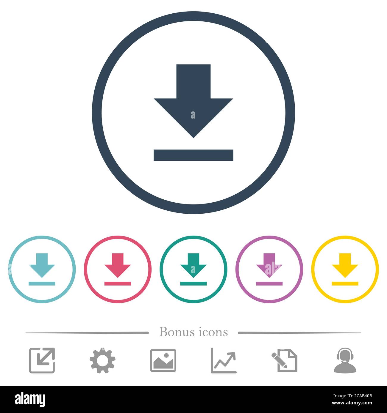 Download flat color icons in round outlines. 6 bonus icons included ...