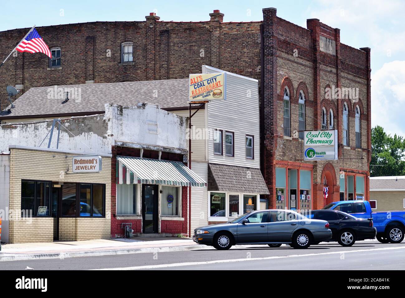 Coal City, Illinois, USA. Main Street in a small Midwestern United