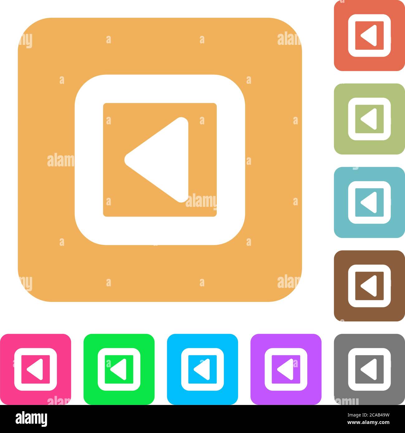 Toggle left flat icons on rounded square vivid color backgrounds. Stock Vector