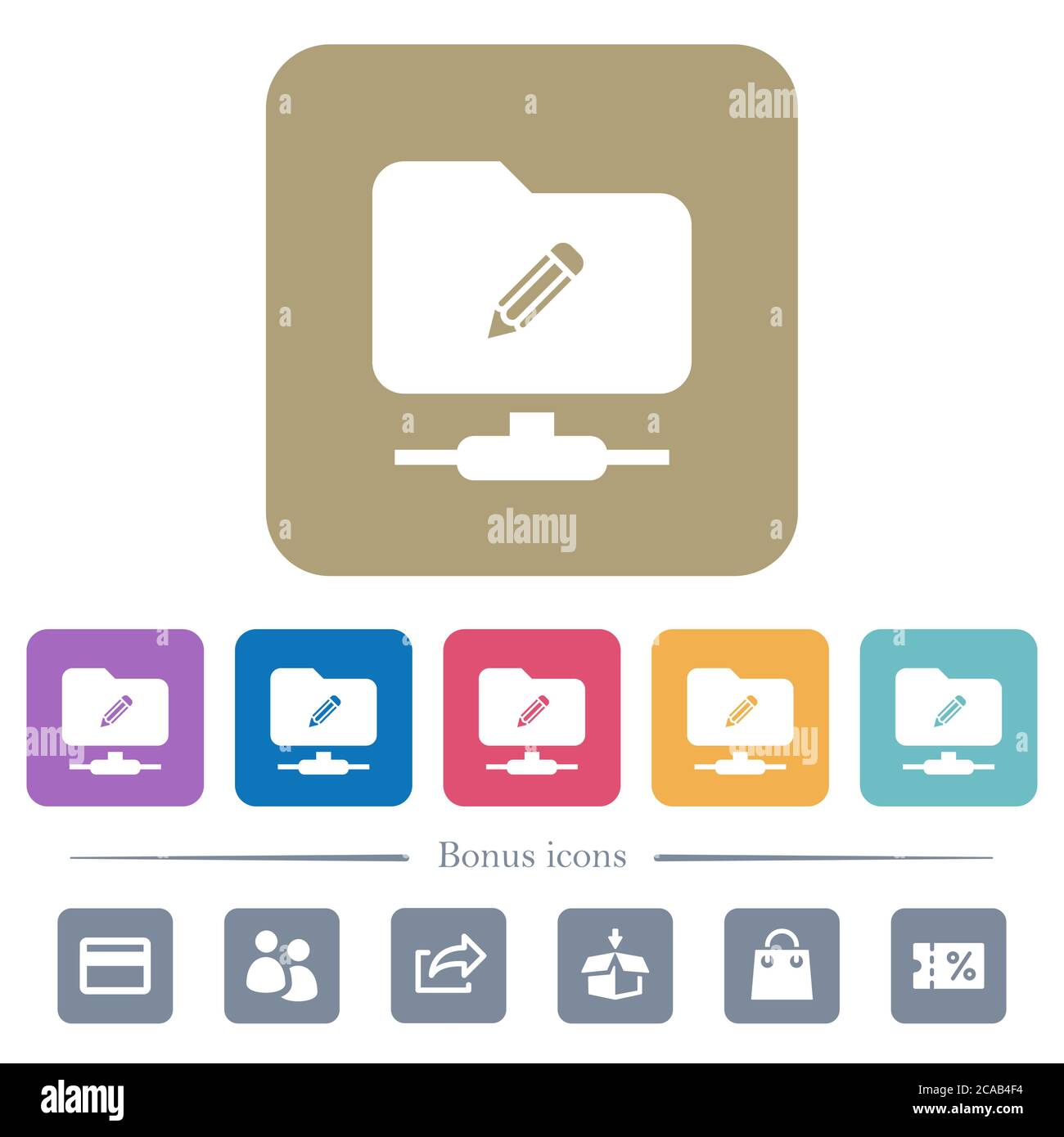FTP edit white flat icons on color rounded square backgrounds. 6 bonus ...