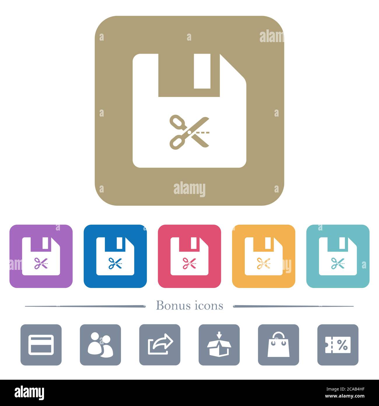 Cut file white flat icons on color rounded square backgrounds. 6 bonus ...