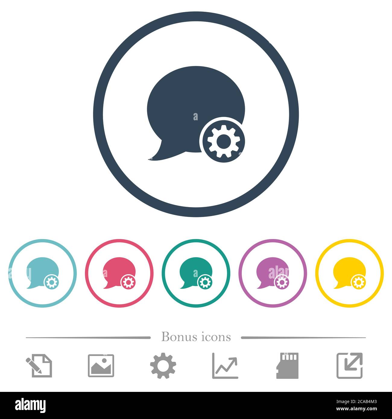 Blog comment settings flat color icons in round outlines. 6 bonus icons ...