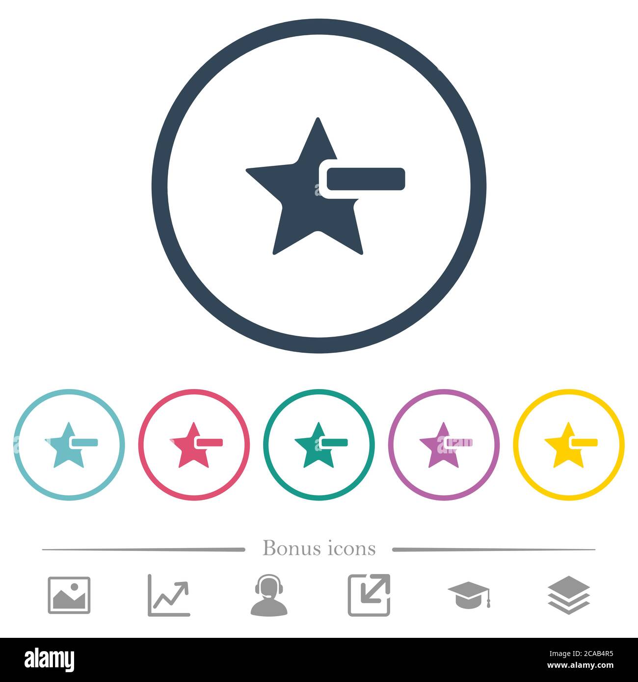 Remove star flat color icons in round outlines. 6 bonus icons included ...