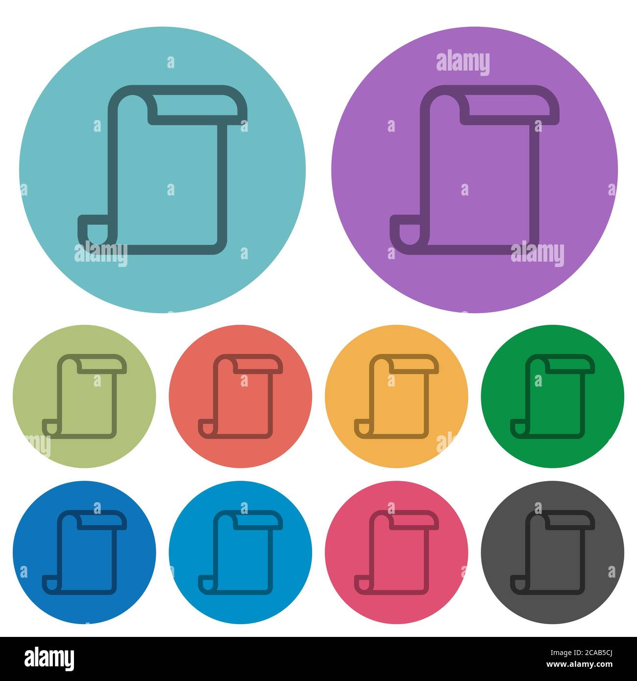 Blank paper scroll darker flat icons on color round background Stock ...