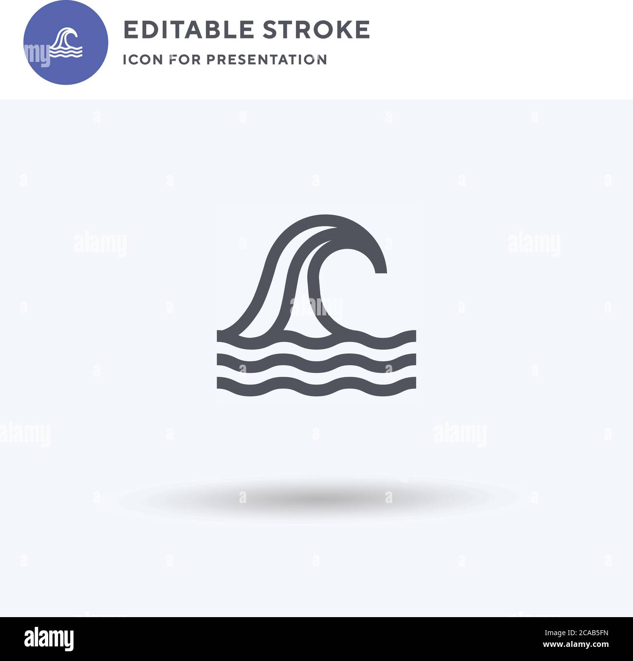 Wave icon vector, filled flat sign, solid pictogram isolated on white ...