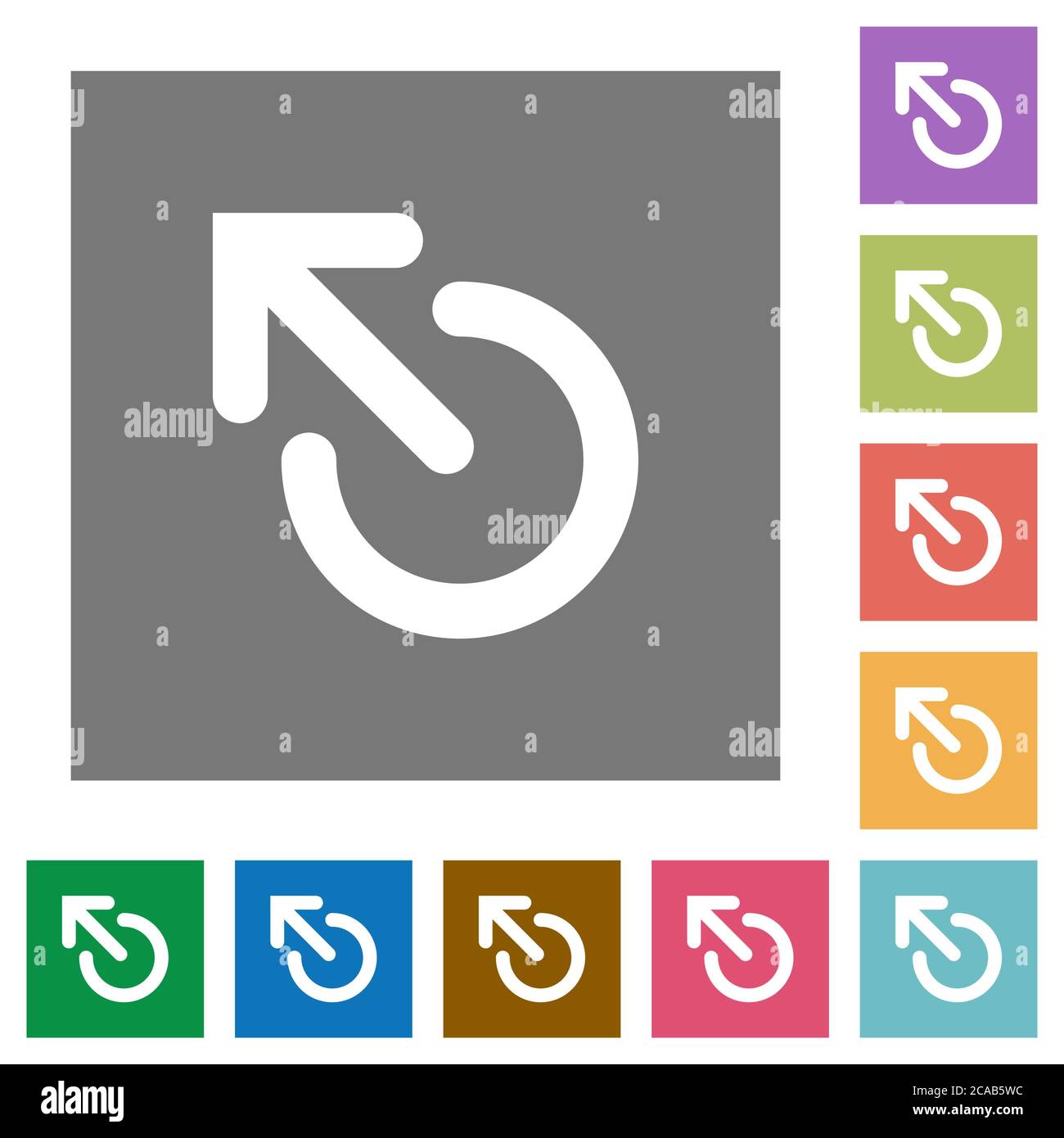 Media eject flat icons on simple color square backgrounds Stock Vector