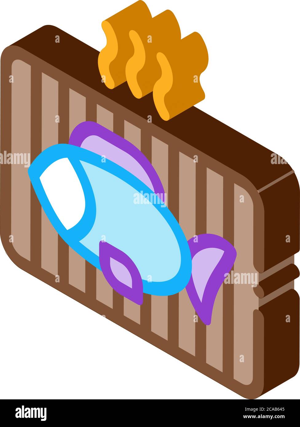 cooking bbq fish isometric icon vector illustration Stock Vector Image ...