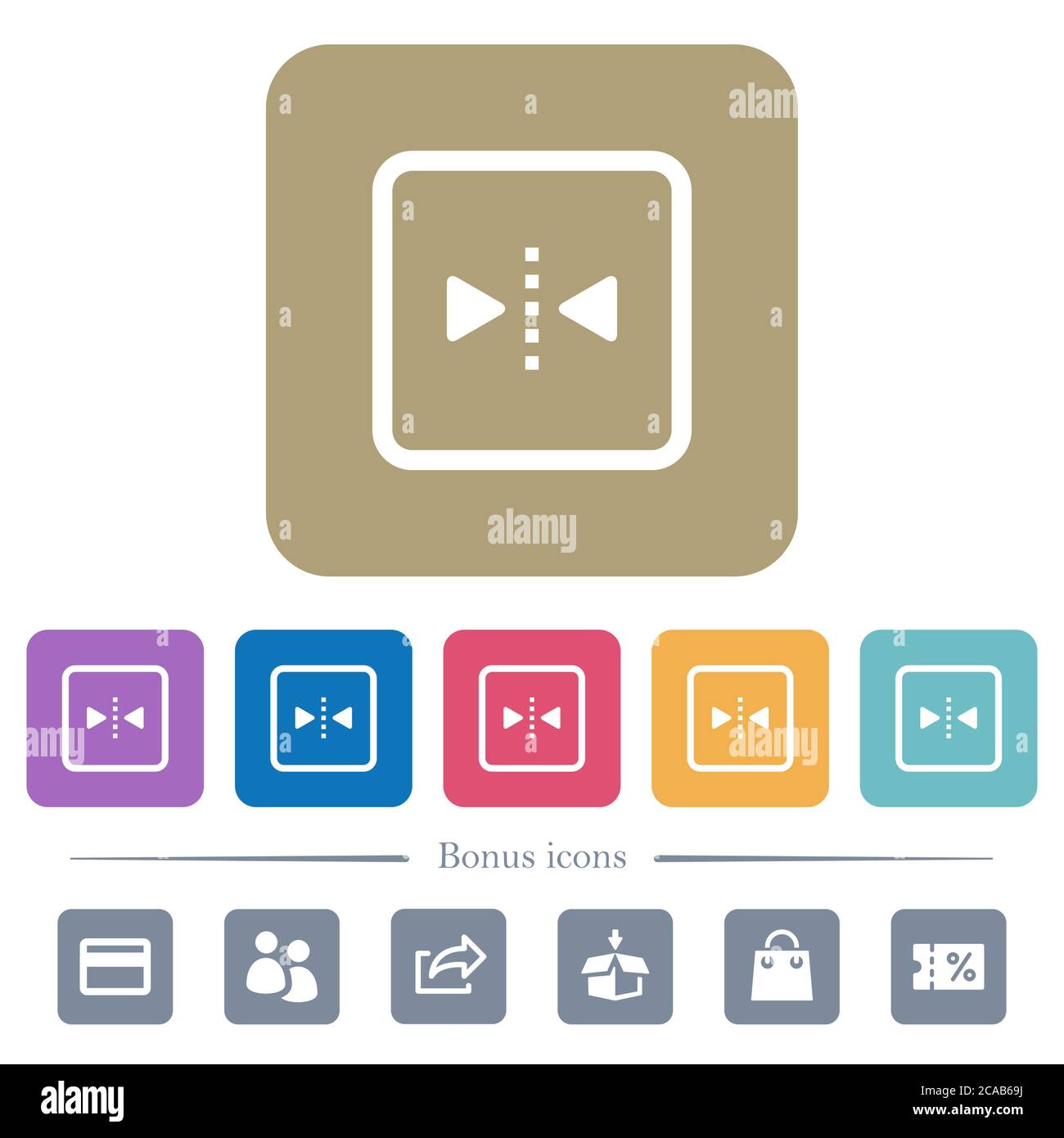 Mirror object around vertical axis white flat icons on color rounded ...