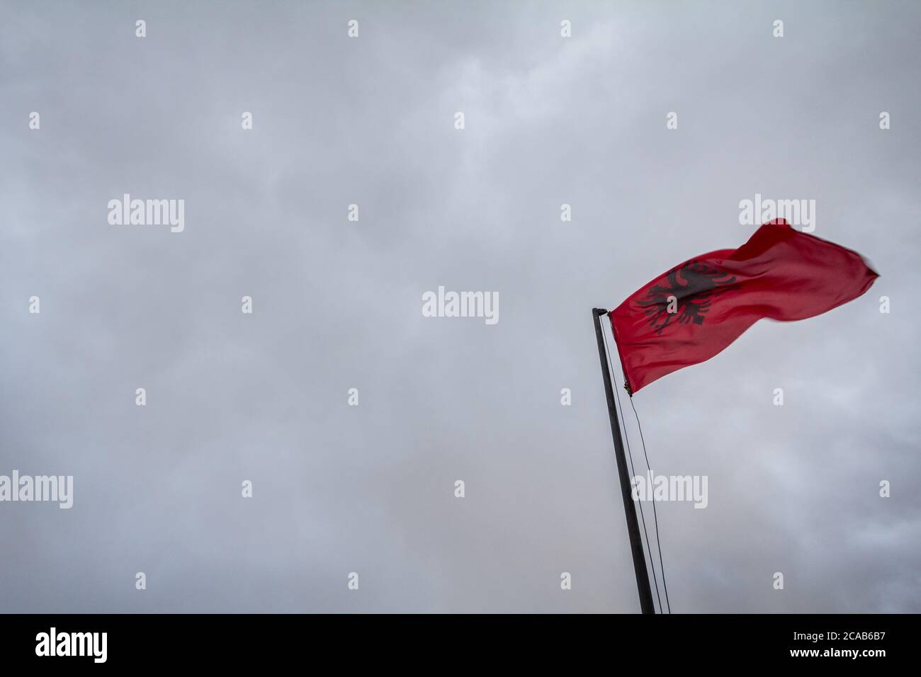 Albanian Flag, Flamuri Shqiptar Hand Created on a Hang/Free Frame 33 x 25  cm