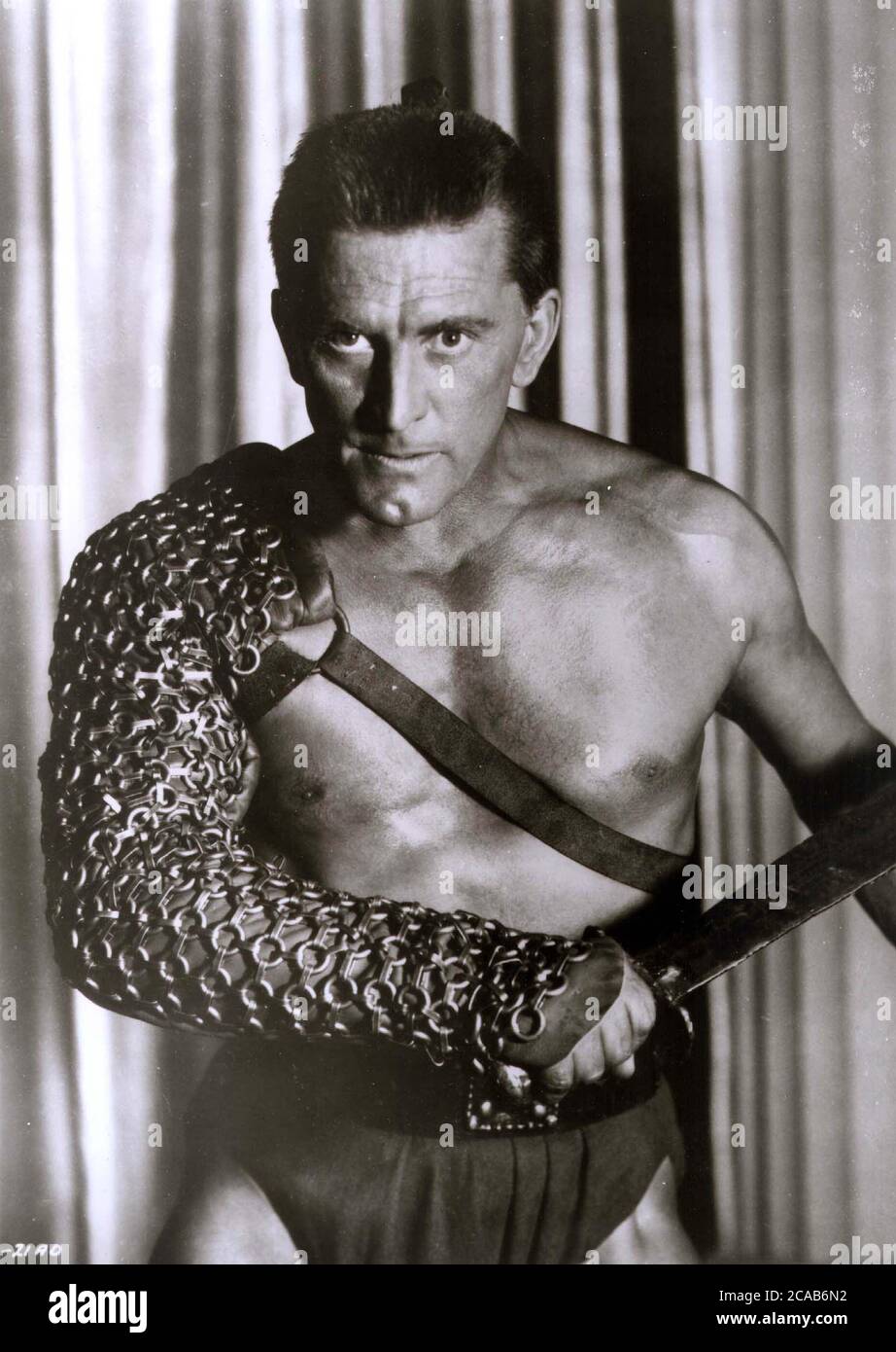 Movie still of US actor Kirk Douglas in the 1960 Hollywood film 'Spartacus'. Douglas was born in 1918 Stock Photo