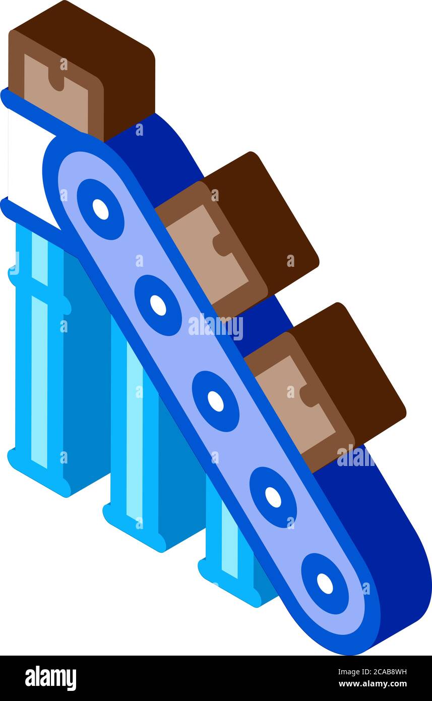 manufacturing conveyor belt isometric icon vector illustration Stock ...