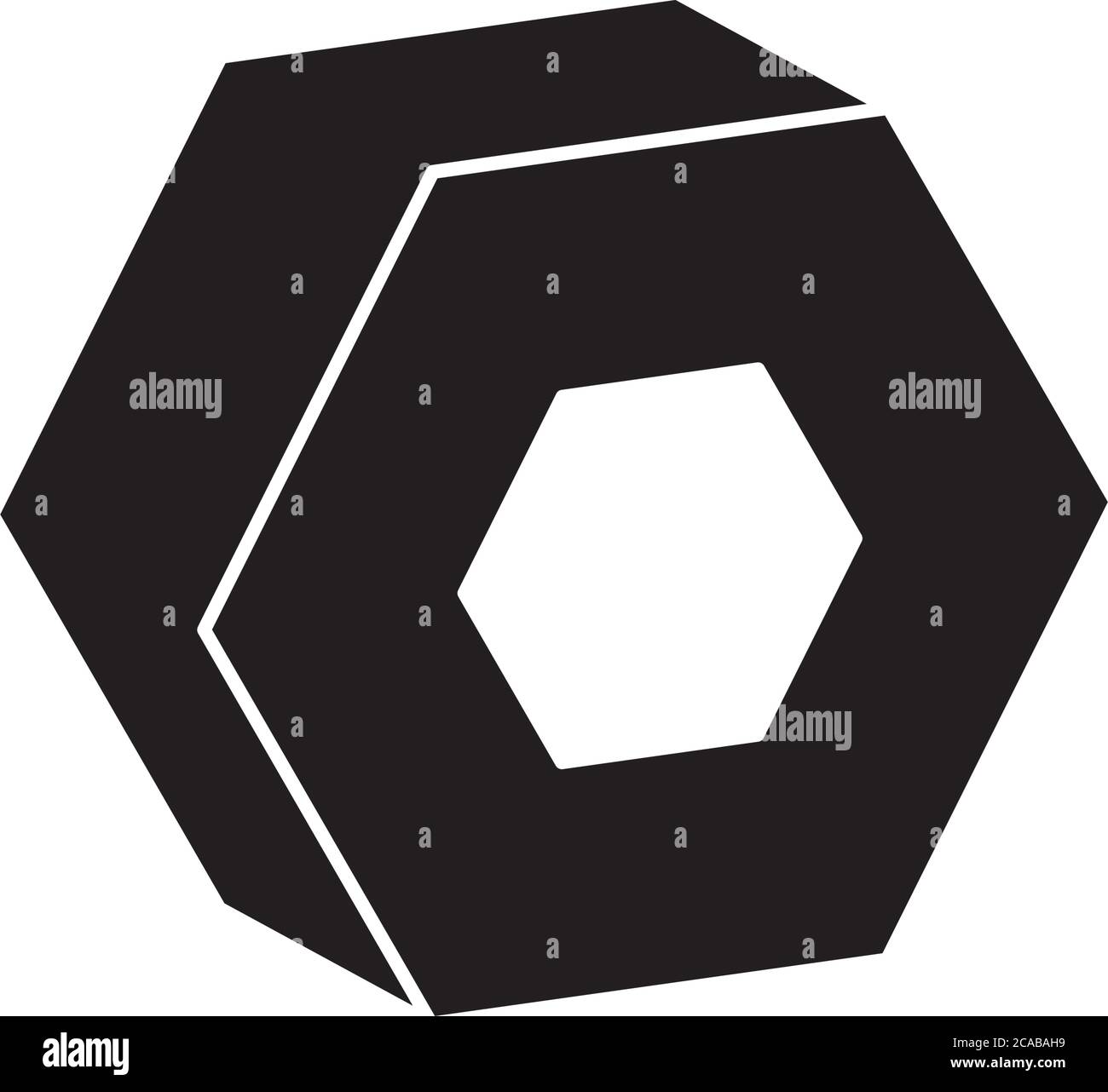 3d hexagon geometric shape over white background, silhouette style ...