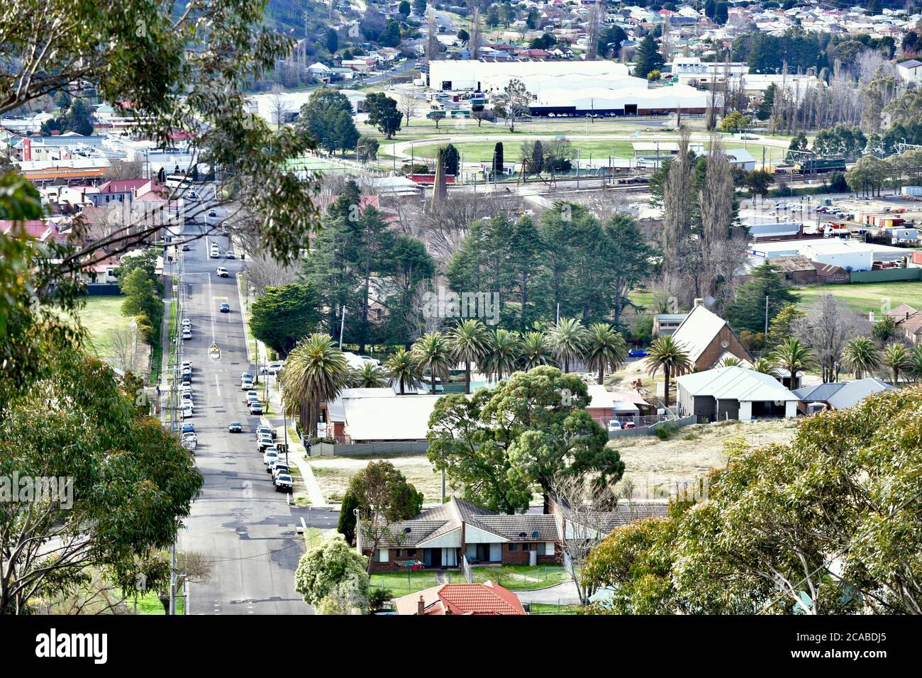 A view of Lithgow in New South Wales from the Braceys Lookout walk Stock Photo