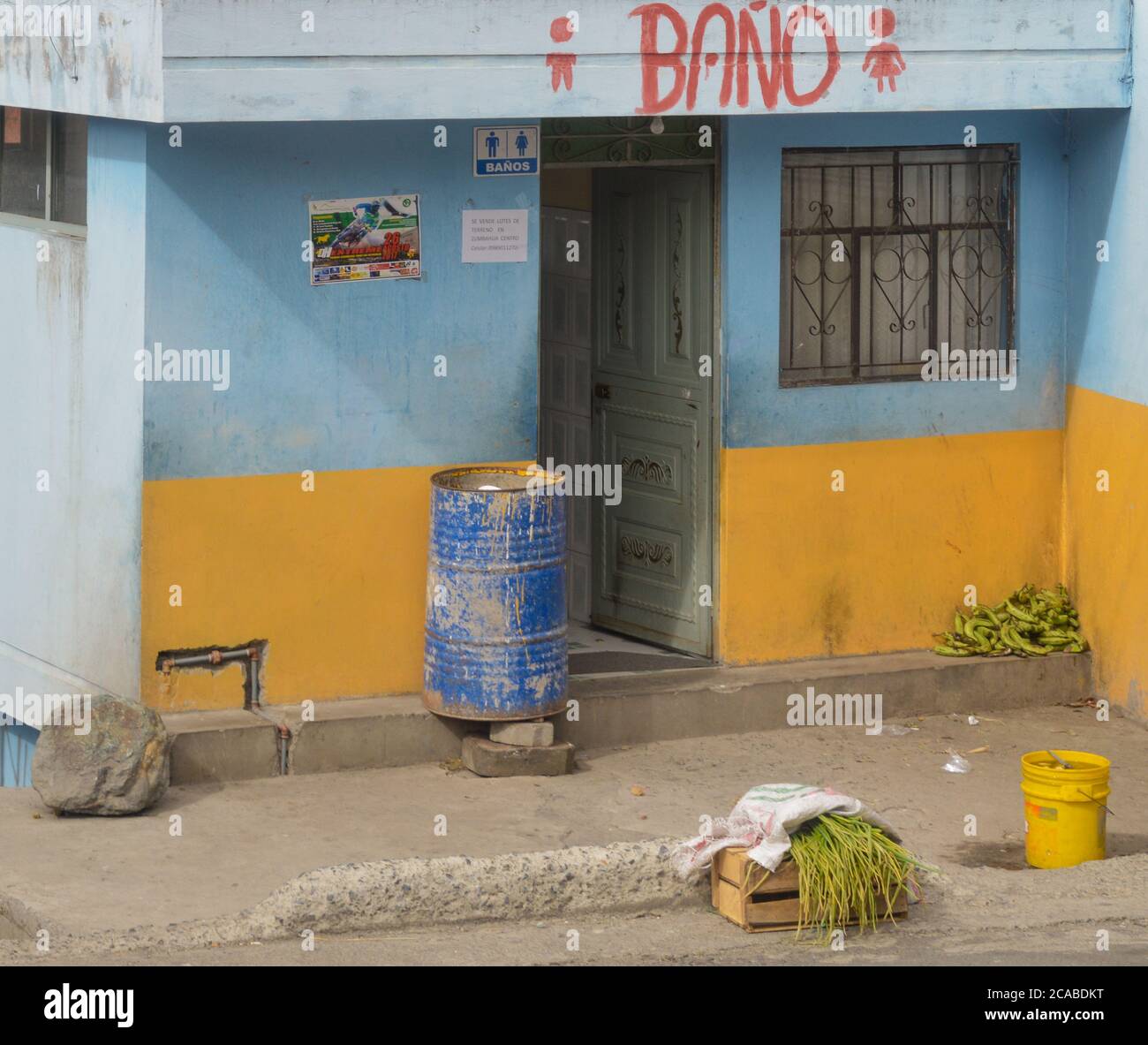 BANOS, ECUADOR Jul 22, 2020 exterior view of Modest restroom