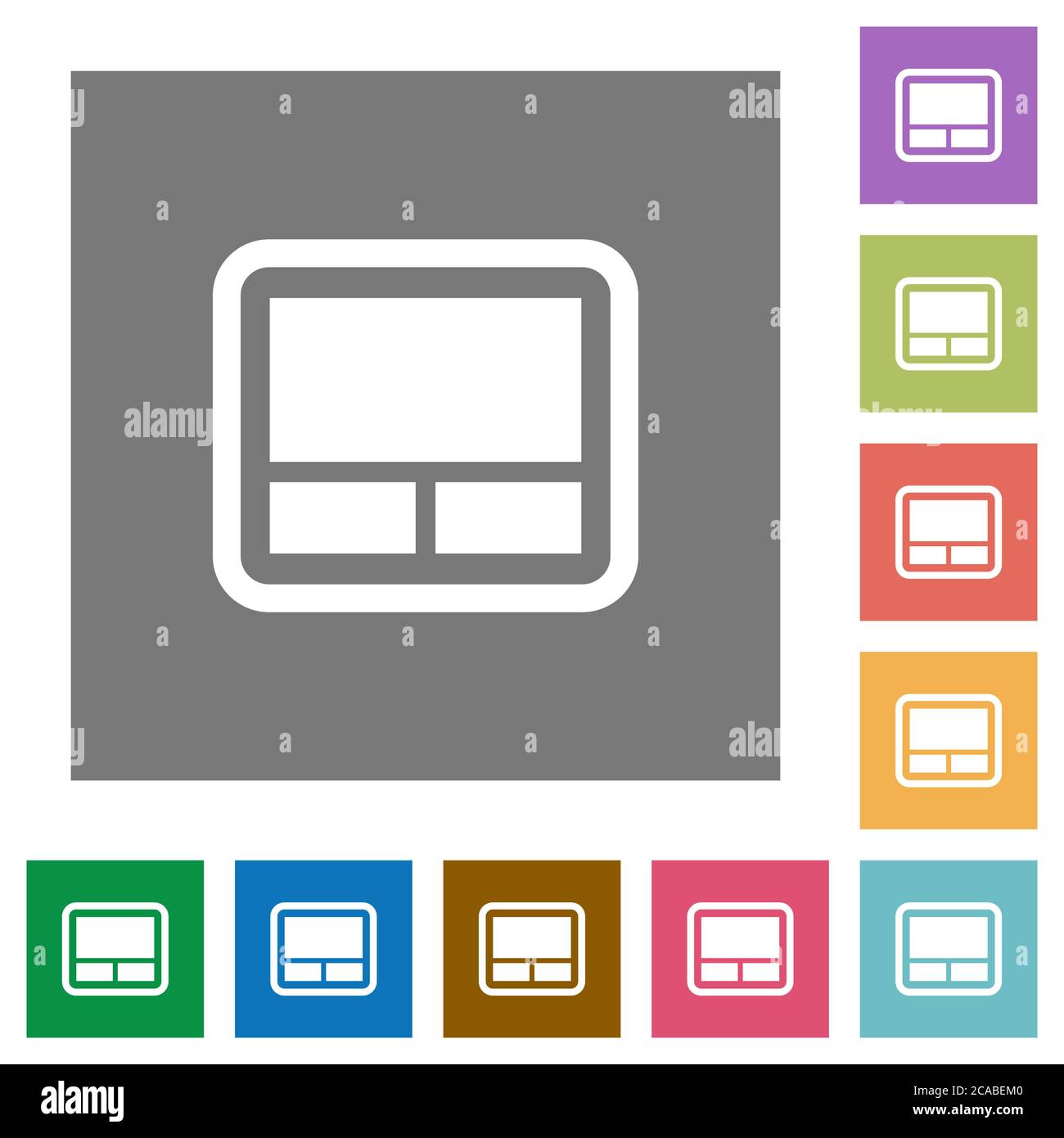 Laptop touchpad flat icons on simple color square backgrounds Stock ...