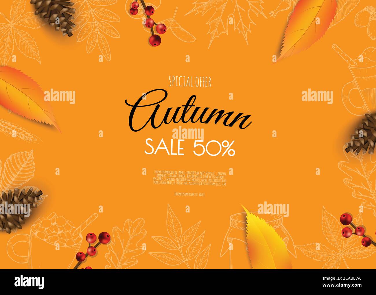 Autumn seasonal background frame with falling autumn leaves and room ...