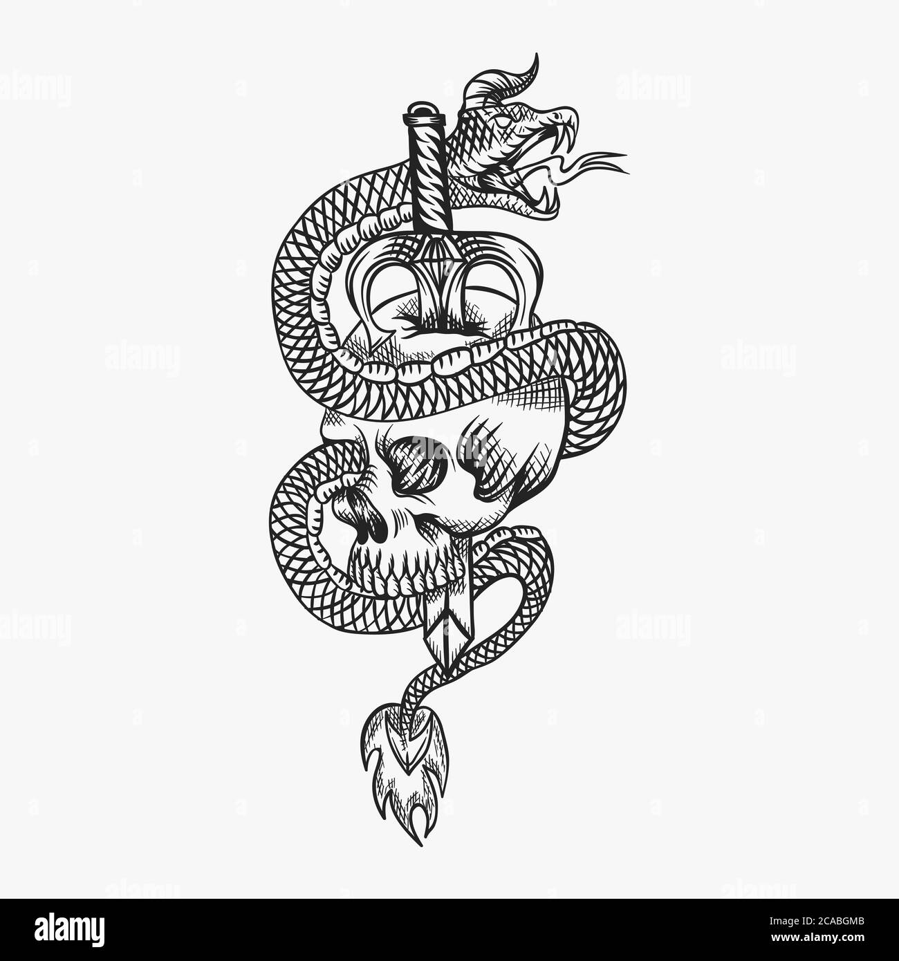 skull snake evil vector illustration for your company or brand Stock Vector