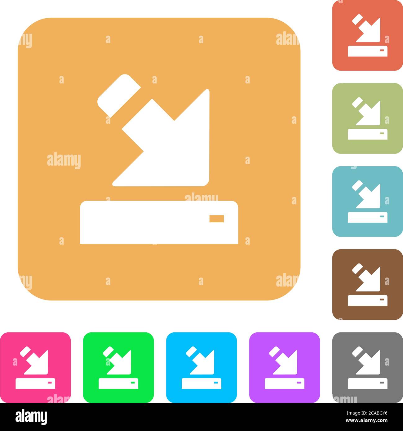 Import to device flat icons on rounded square vivid color backgrounds ...