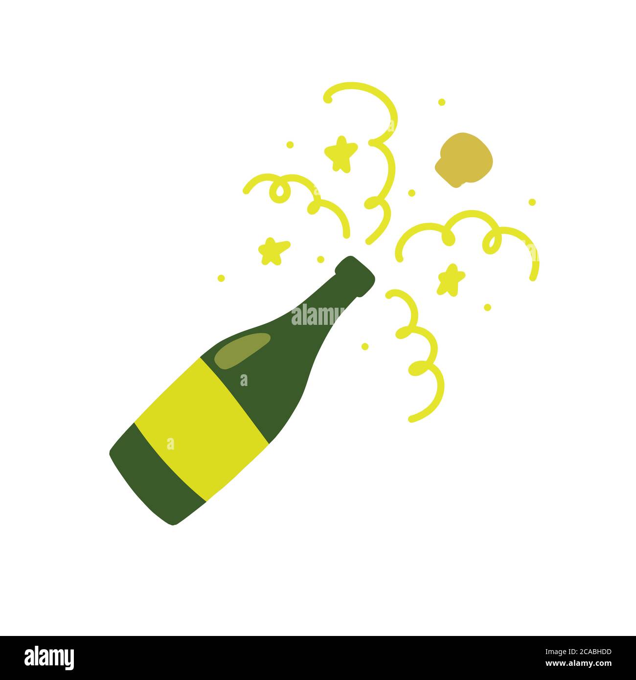 champagne bottle doodle icon, vector illustration Stock Vector