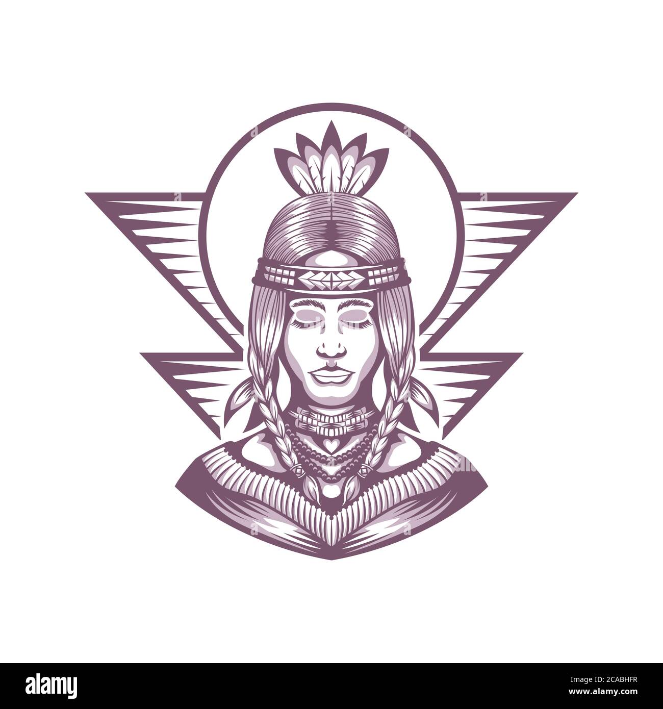 Native American  beautiful  Girl vector illustration for your company or brand Stock Vector