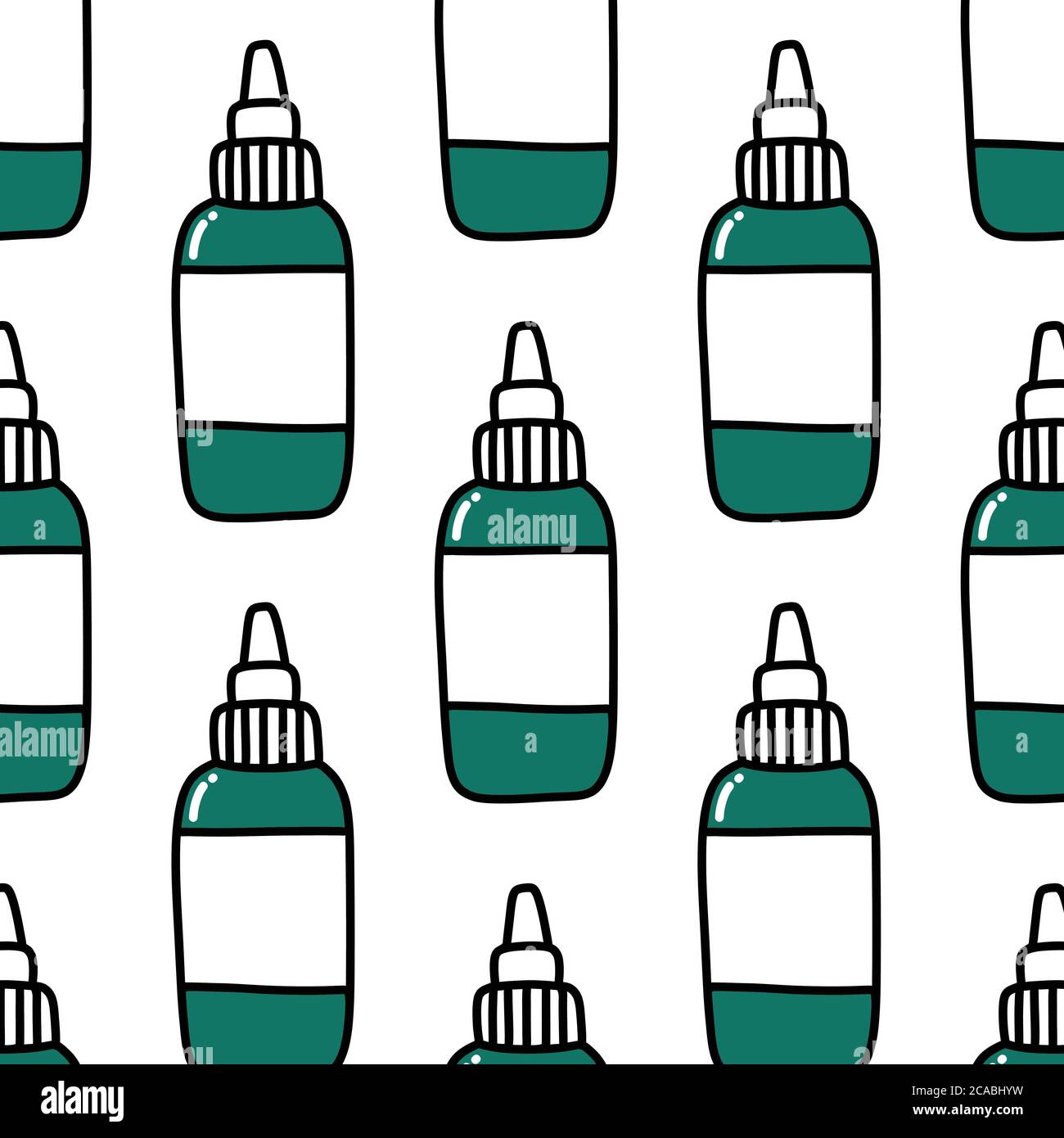 tattoo ink bottle seamless doodle pattern, vector illustration Stock