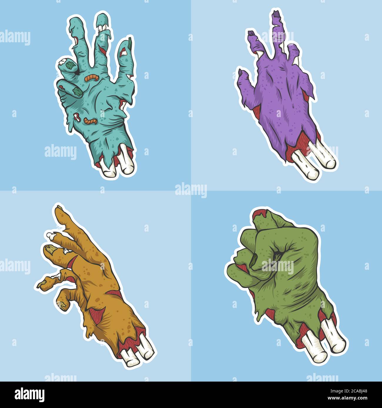 hand zombie set collection vector illustration for your company or brand Stock Vector