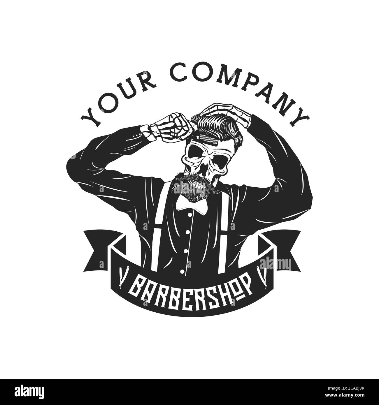 skull man barbershop amazing design for your company or brand Stock Vector