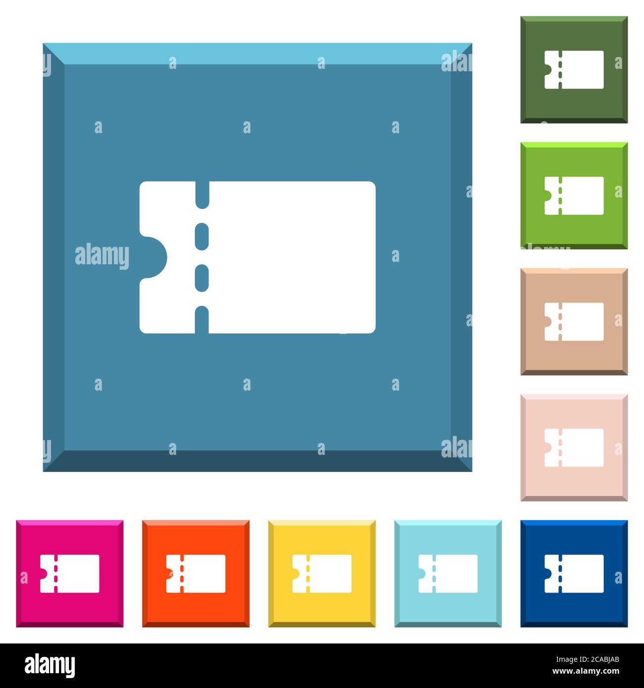 Blank discount coupon white icons on edged square buttons in various trendy colors Stock Vector