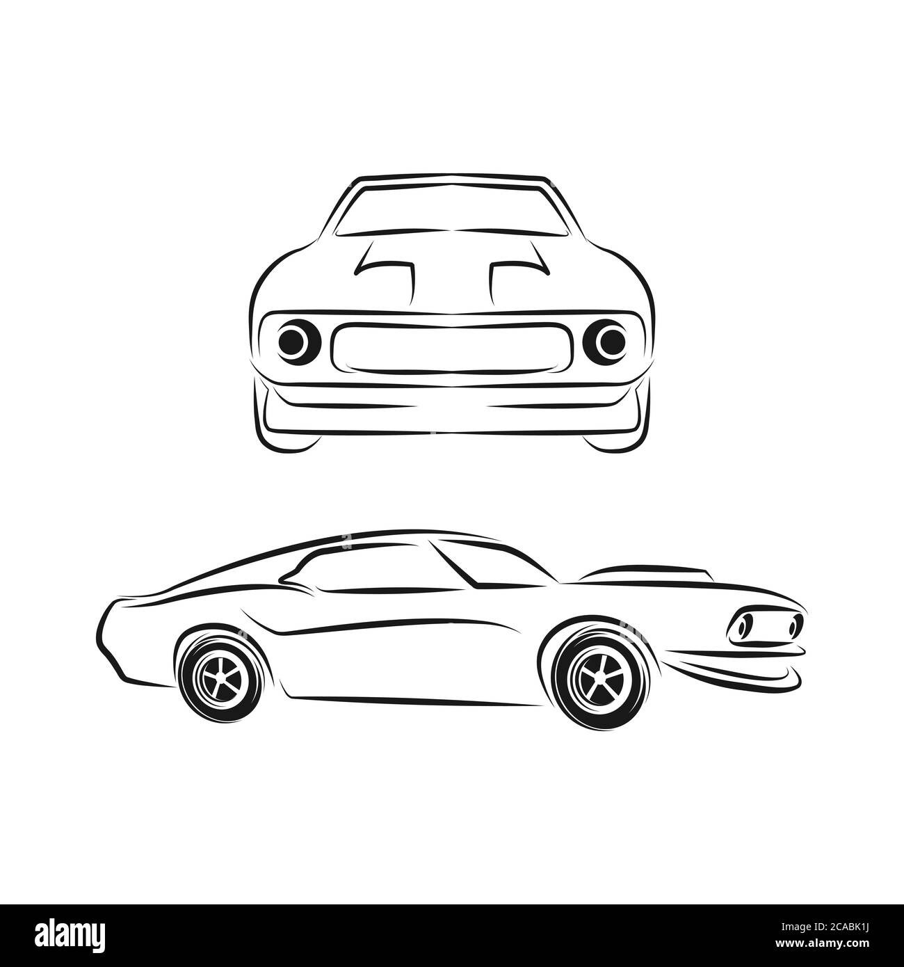American classic sports car silhouettes, outlines, contours. Your Logo.EPS 10 Stock Vector