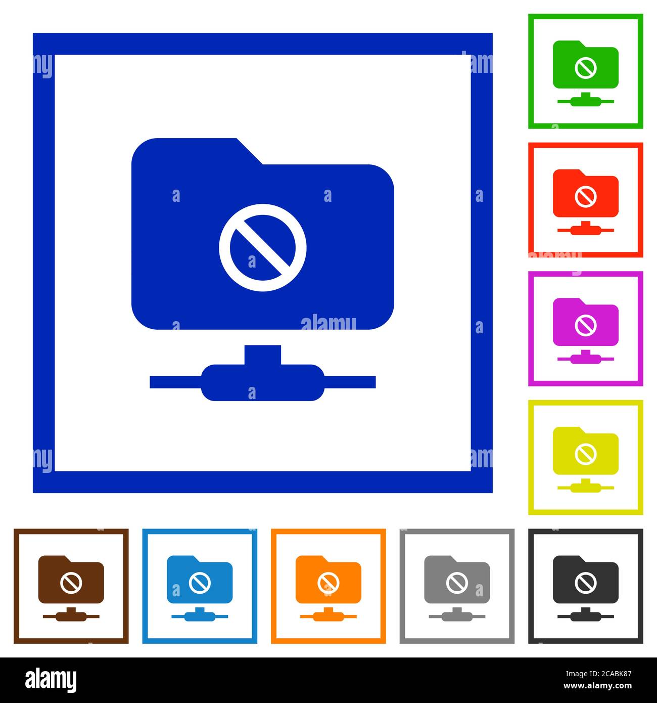 FTP disabled flat color icons in square frames on white background ...