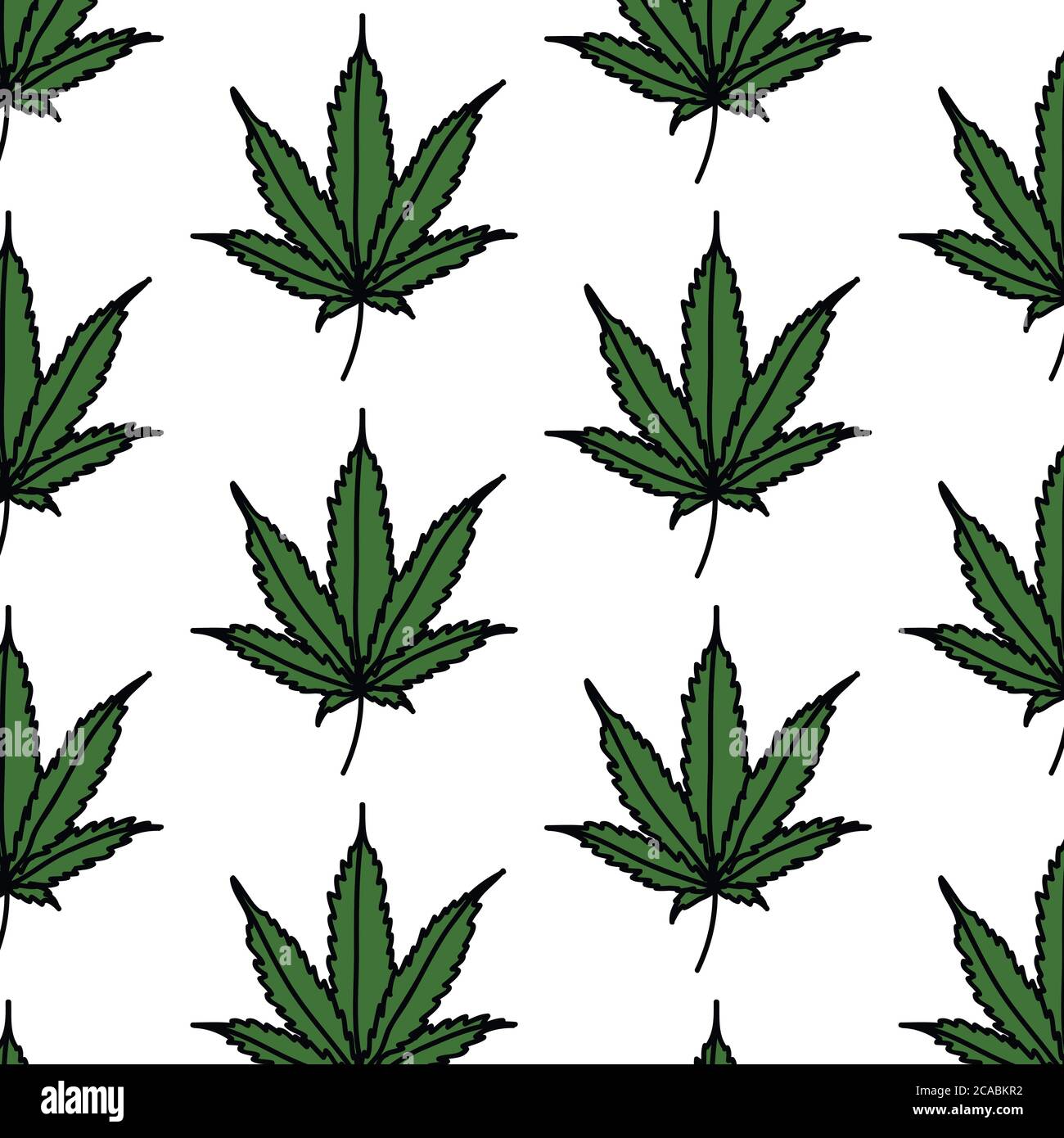 marijuana leaf seamless doodle pattern, vector illustration Stock Vector