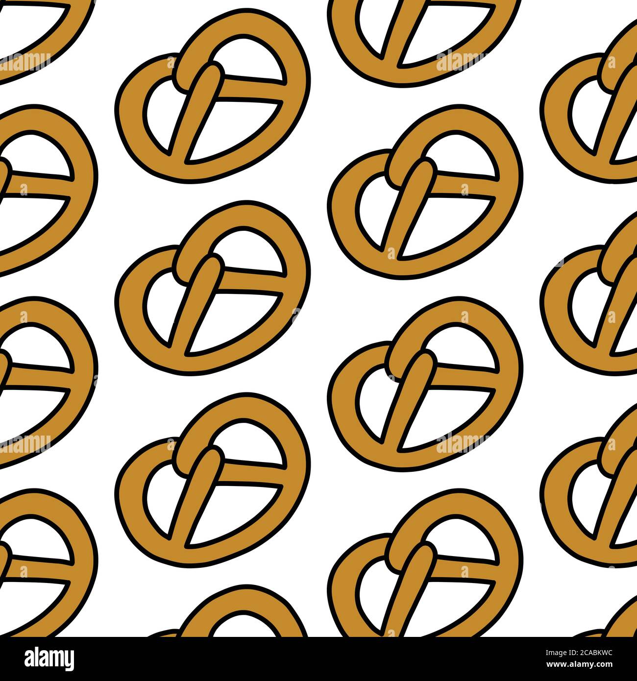 pretzel seamless doodle pattern, vector illustration Stock Vector