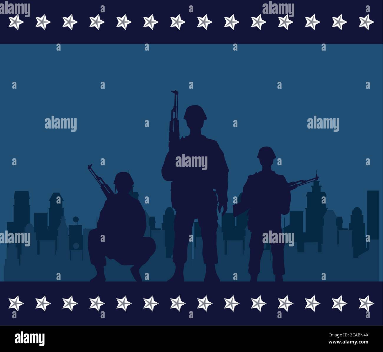 Soldier Figure Vector soldiers figures silhouettes in cityscape scene vector illustration ...
