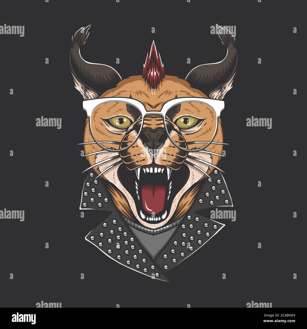 Caracal cat punk head vector illustration for your company or brand ...