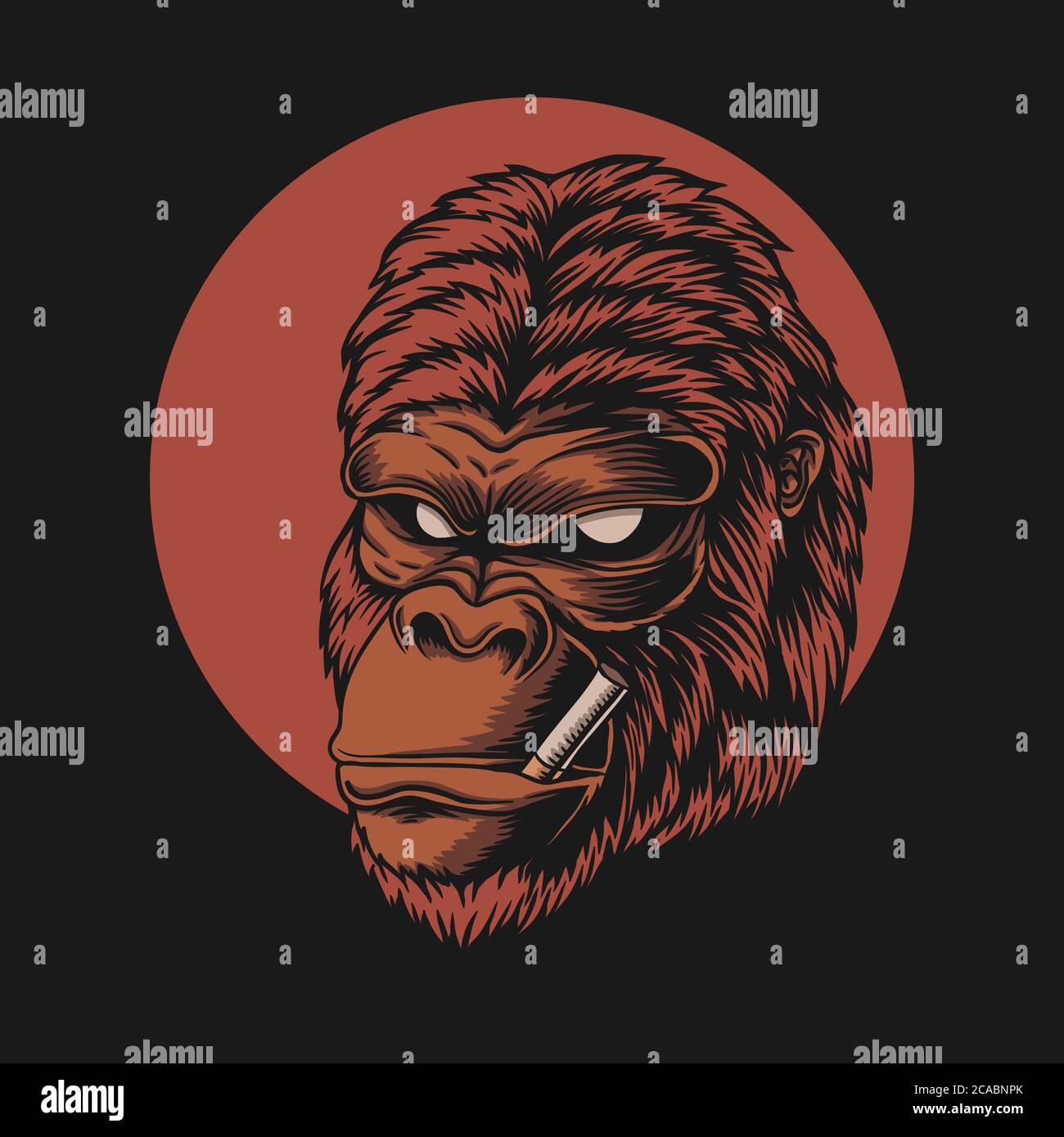 Gorilla head smoke vector illustration for your company or brand Stock Vector