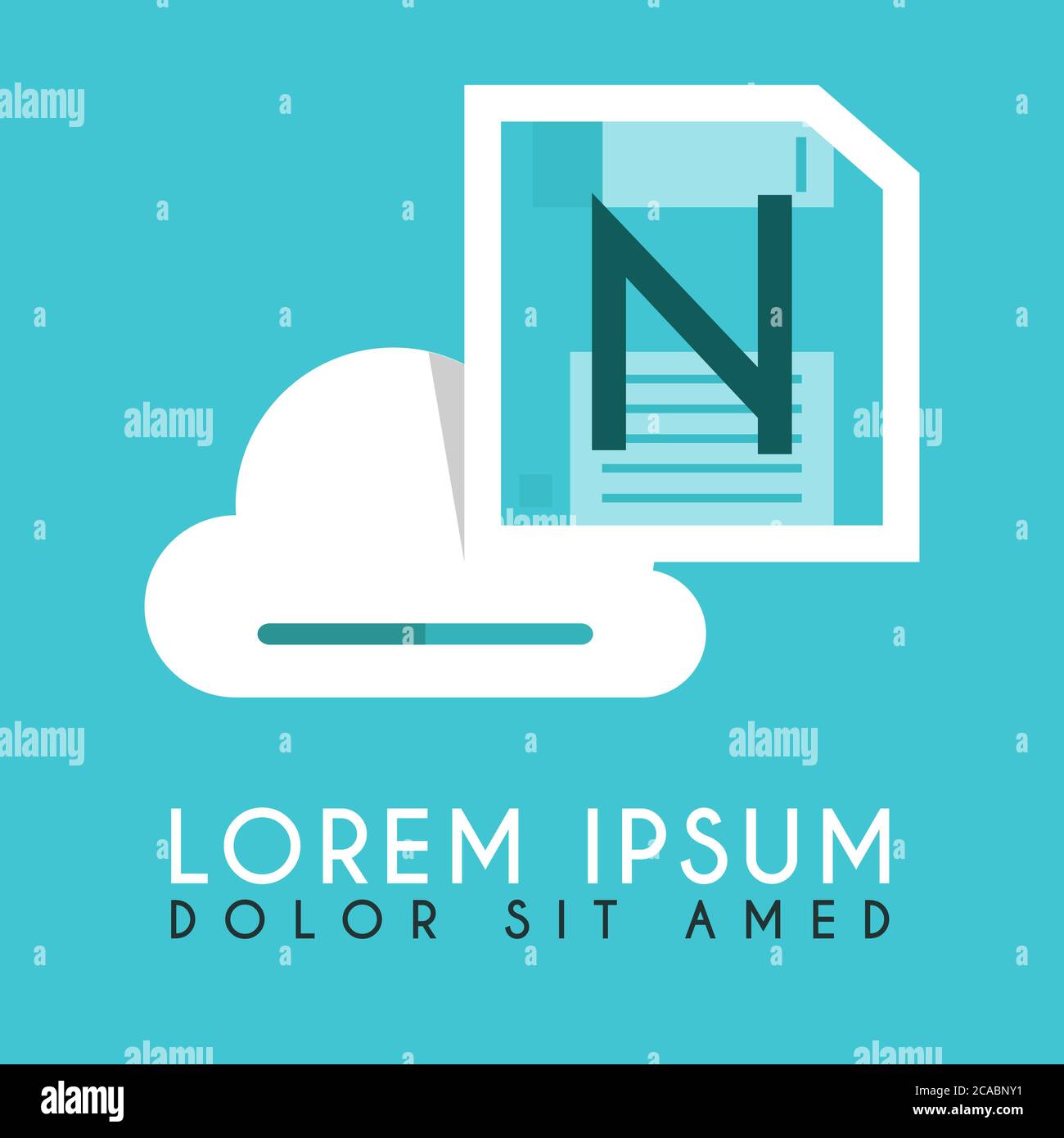Floppy Disk Drive White Could N Initial and illustration logo design Stock Vector
