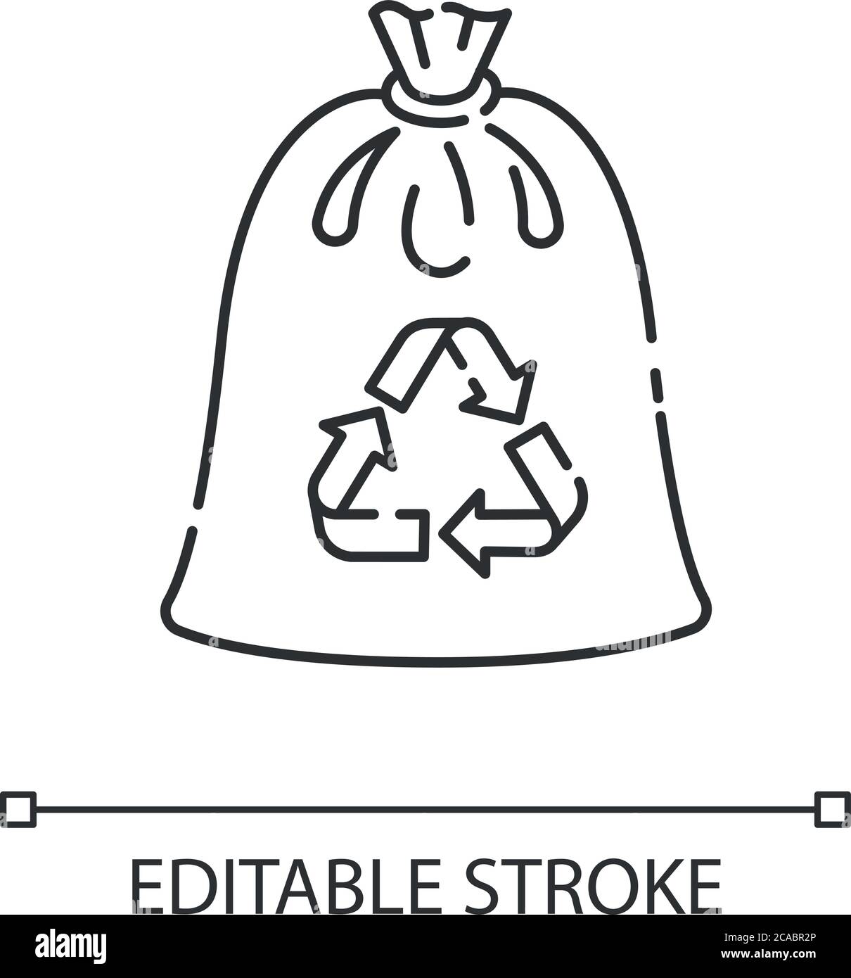 Compostable trash bag linear icon. Waste recycling thin line customizable illustration. Contour
