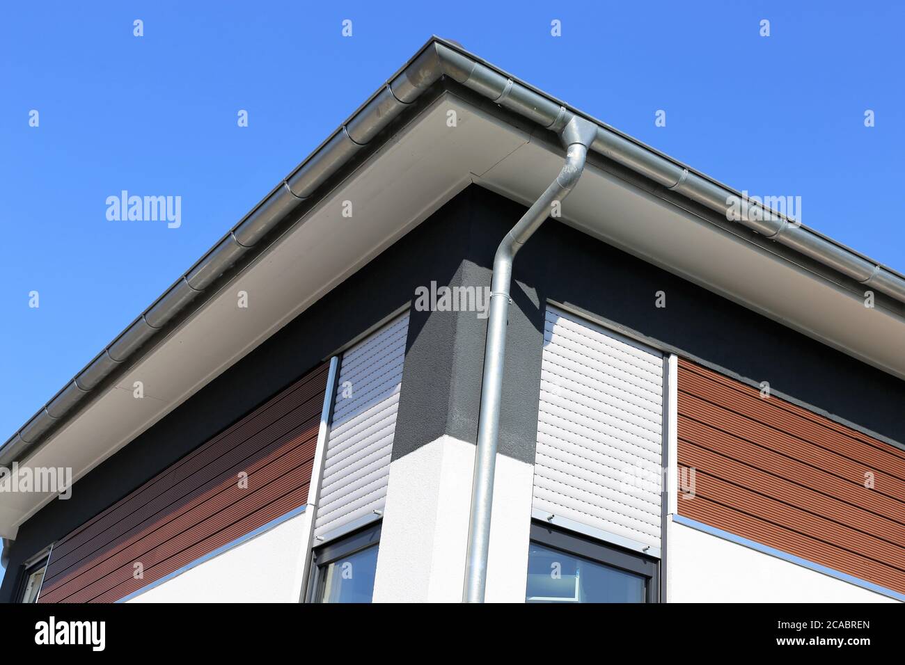 Modern facade with wooden panels Stock Photo