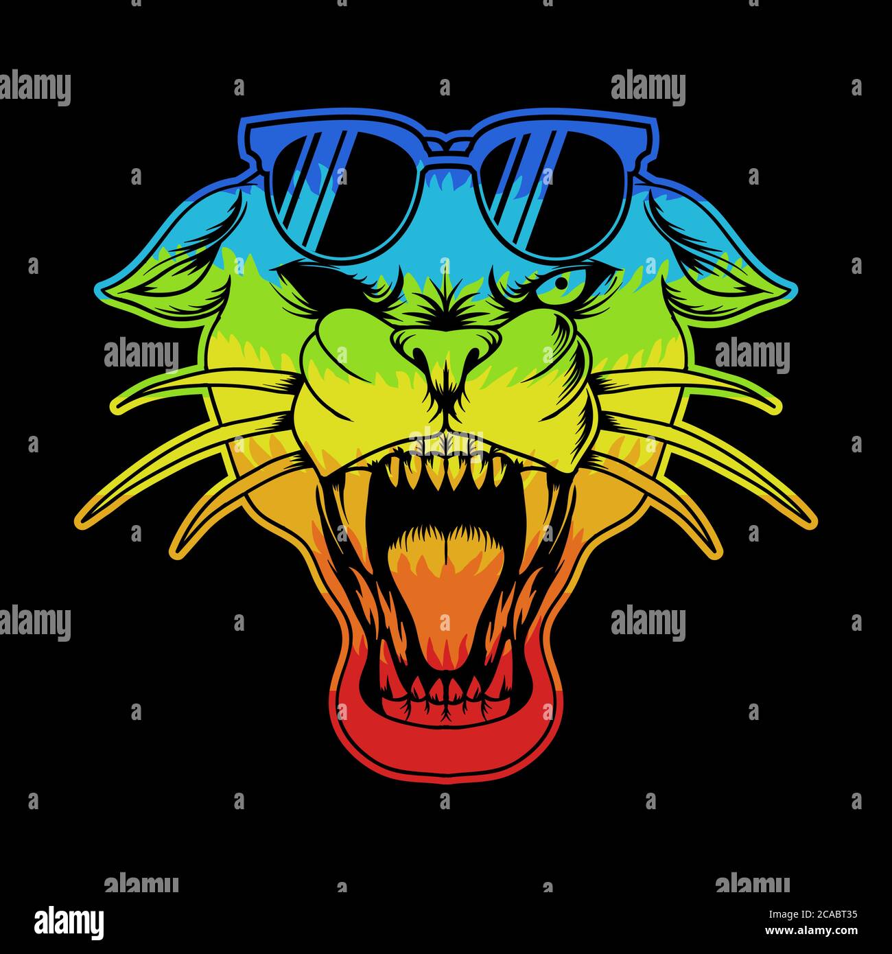 Panther eyeglasses colorful vector illustration for your company or brand Stock Vector