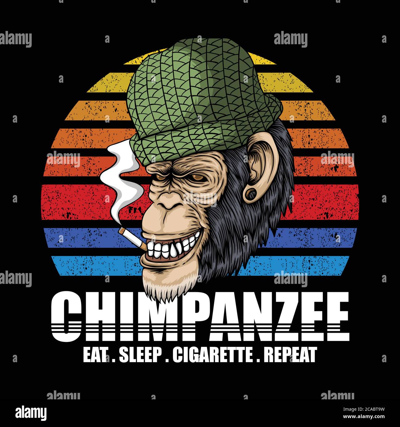 Chimpanzee Smoke Retro vector illustration for your company or brand Stock  Vector Image & Art
