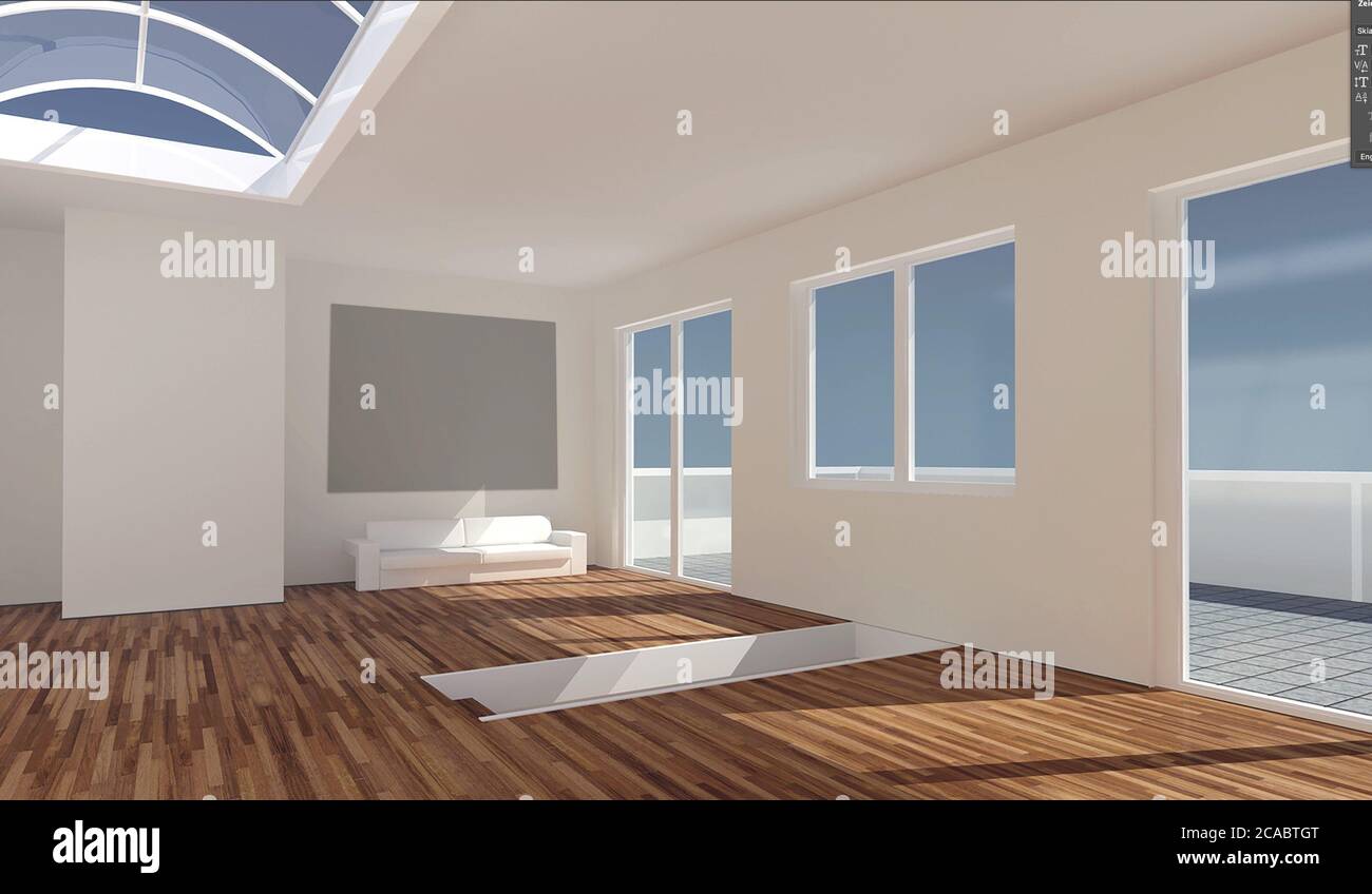 3D rendering of modern luxurious interior design at daytime Stock Photo ...