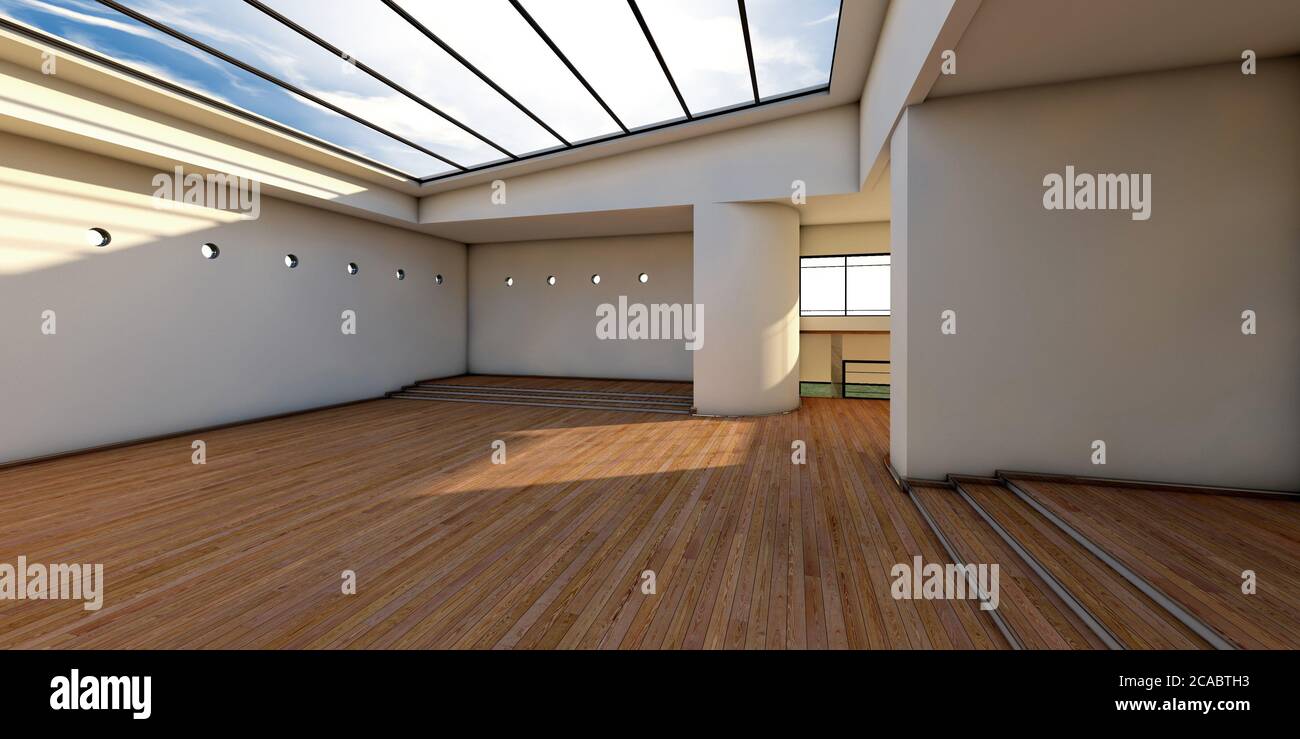 3D rendering of modern luxurious interior design at daytime Stock Photo ...