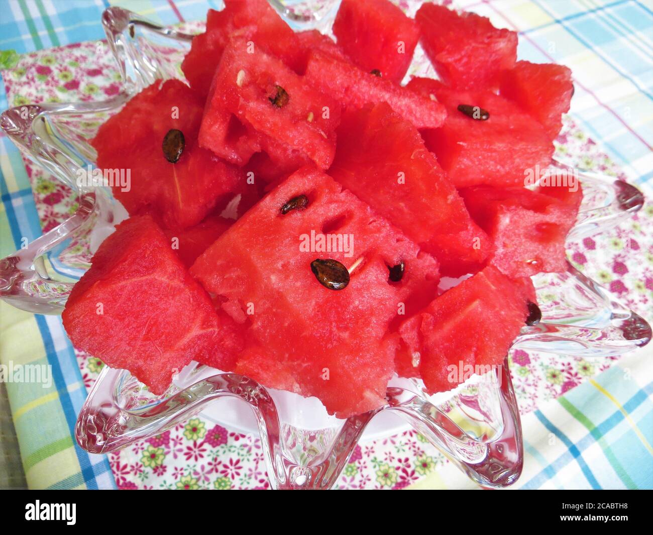 Chuncks of fresh, ripe watermelon Stock Photo